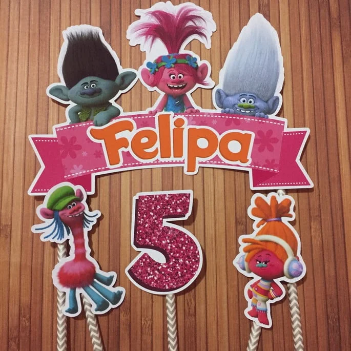 Topo de Bolo Trolls